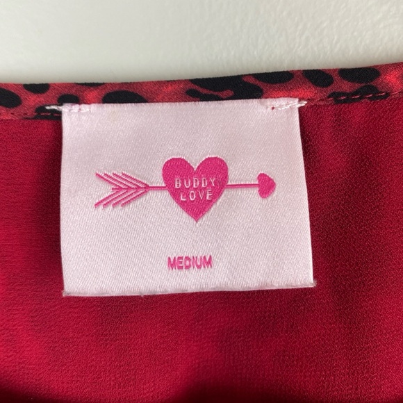 Buddy Love Red Cheetah print Trixie Ruffled Mini Dress Medium - Picture 8 of 11